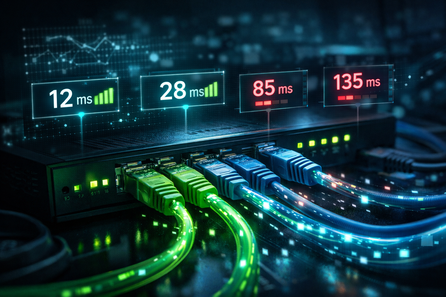 Ag baglantisi ve gecikme gorseli
